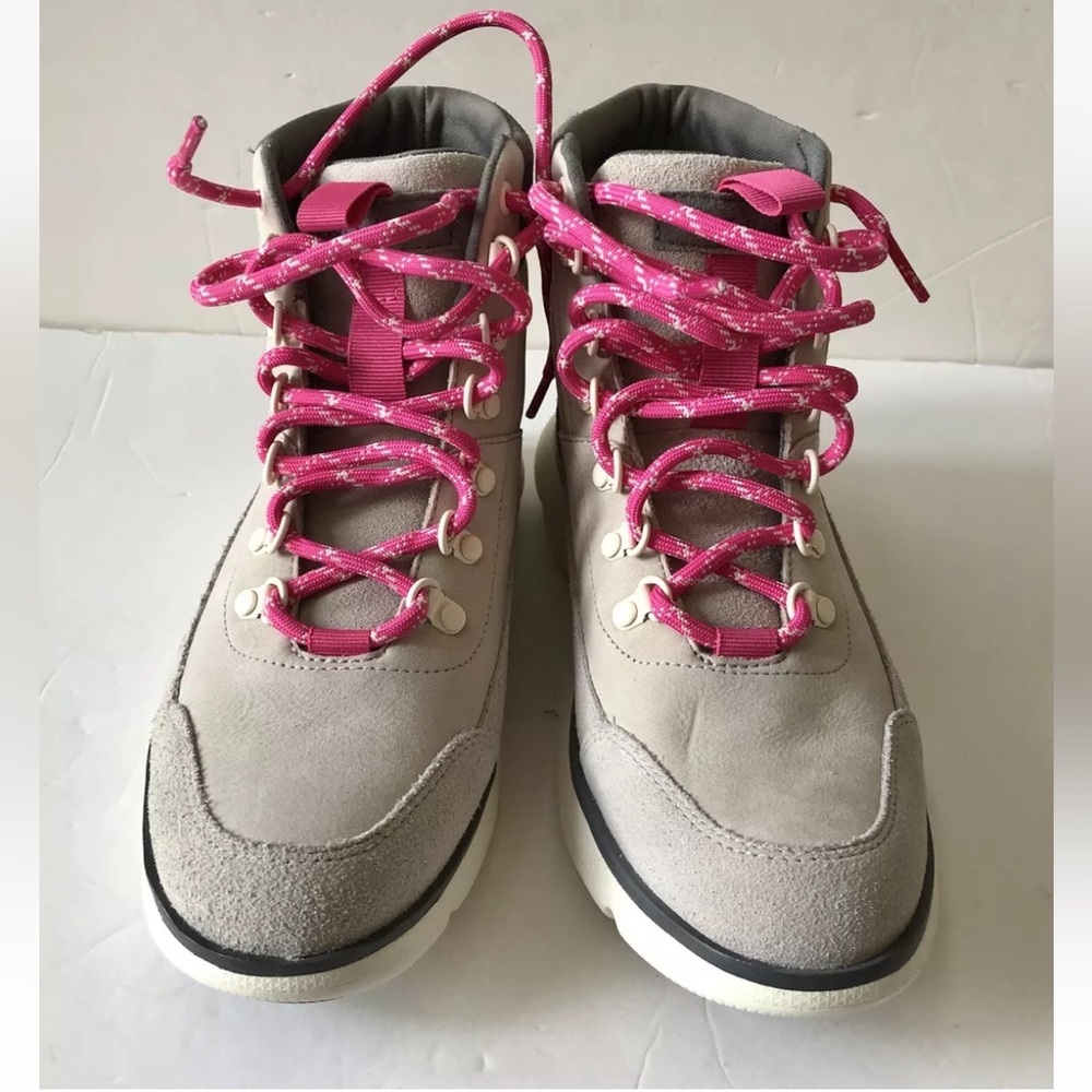 COLE HAAN WOMENS 6B ZERO GRAND OMNI HIKER BOOT DOVE GRAY PINK LACES  Ps2